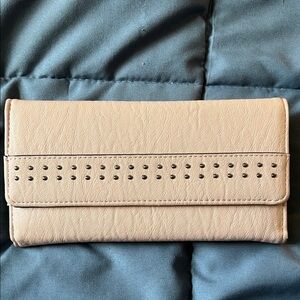 Jessica Simpson Beige Clutch with Perforated Detail